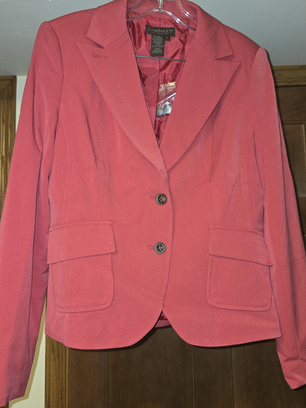 Chadwick's Women's 10 Red Career Blazer Tailored Two Button Jacket NWT